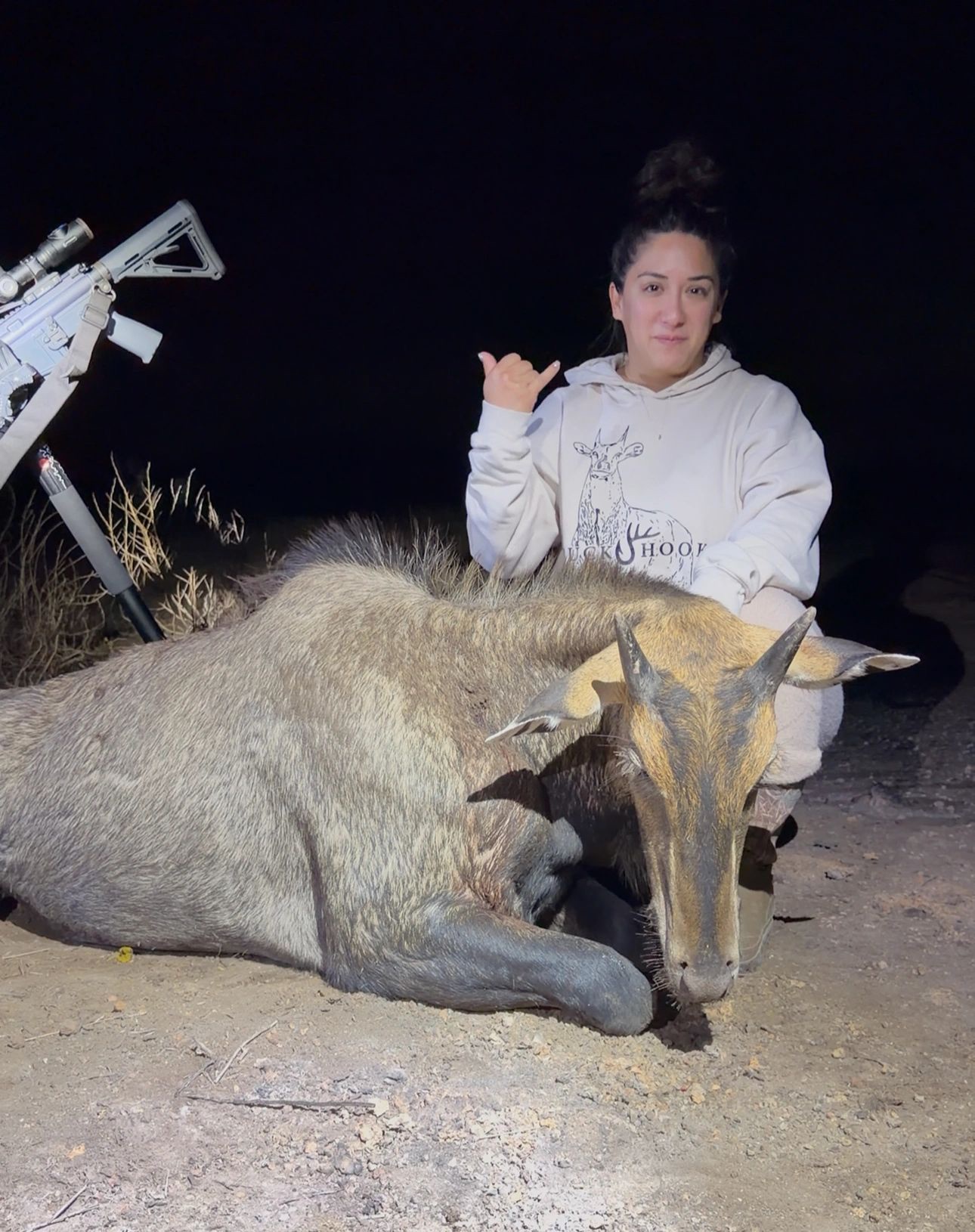 Hunter with a nilgai